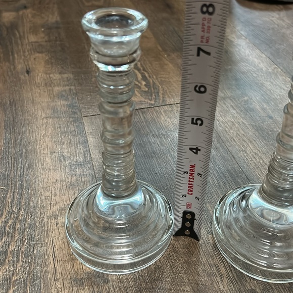 Vintage HOMCO USA Molded Clear Glass Candleholders - Set of 2 -Ribbed Pattern - Picture 7 of 9